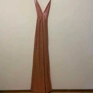 Fashion Nova pink glitter maxi slit dress